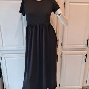 Charming Black Kids Casual Maxi Dress With Pockets